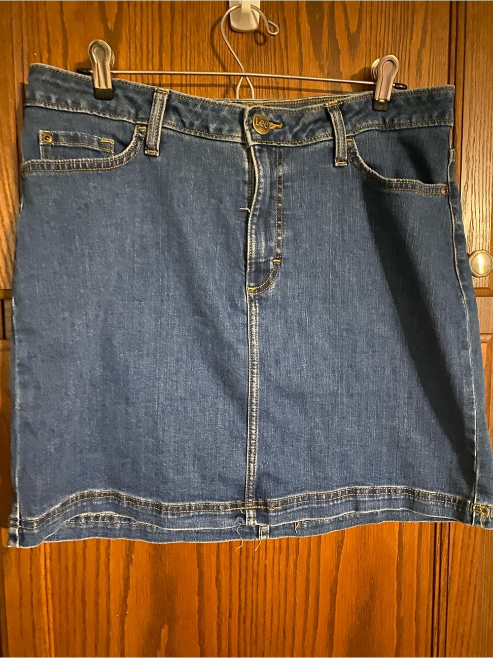 Lee Dark Blue Denim Mini Skirt with Front Seam